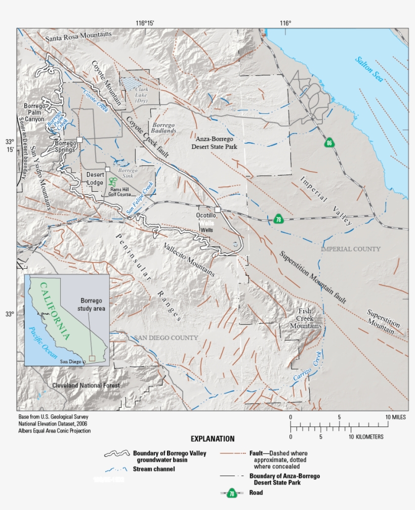 Map Of The Borrego Valley Study Area - Borrego Sink Groundwater, transparent png download