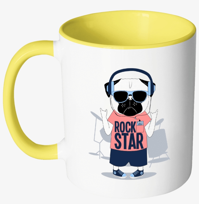 Rock Star Pug Mug - Mug, transparent png download