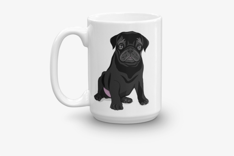 Black Pug Coffee Mug Puggle Gifts Pug Lover Gift Dog - Back Of Pug Drawing, transparent png download