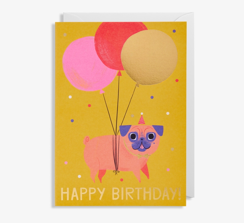 Pug Birthday Card - Allison Black - Pug Birthday Greeting By Lagom Design, transparent png download