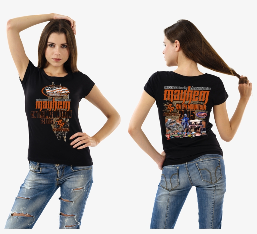 Mayhem On The Mountain - Black Shirt Girl Back, transparent png download