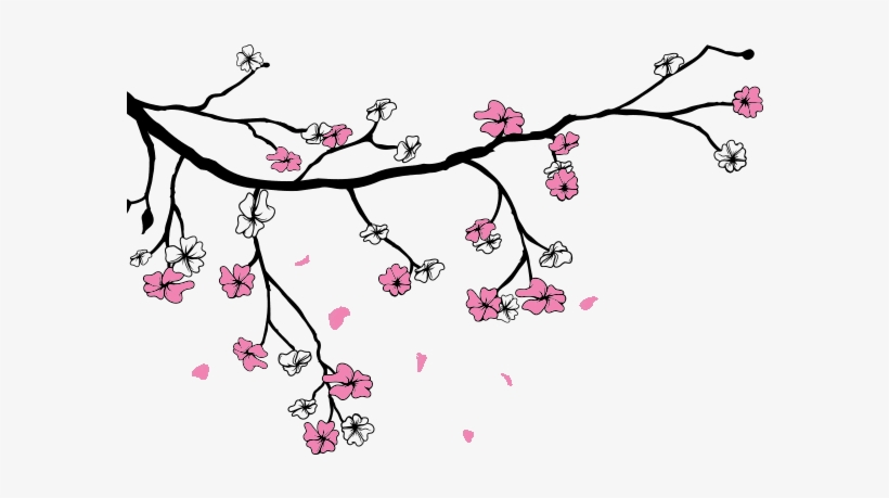 Drawing Bird Twig Flowers Png, transparent png download