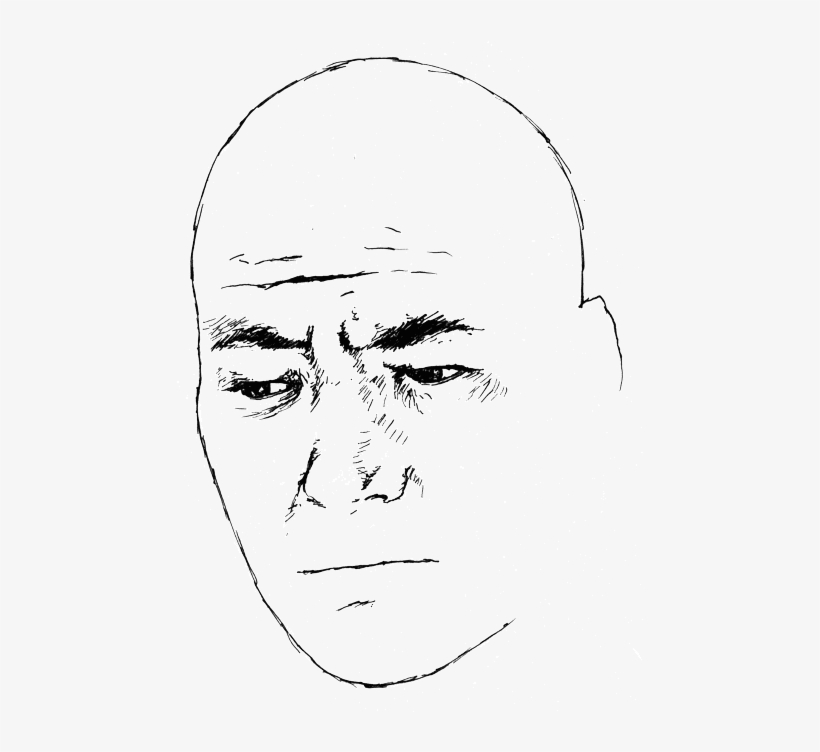 Ink Sketch Of A Man's Face, Eyes Downcast, Looking - Ink, transparent png download