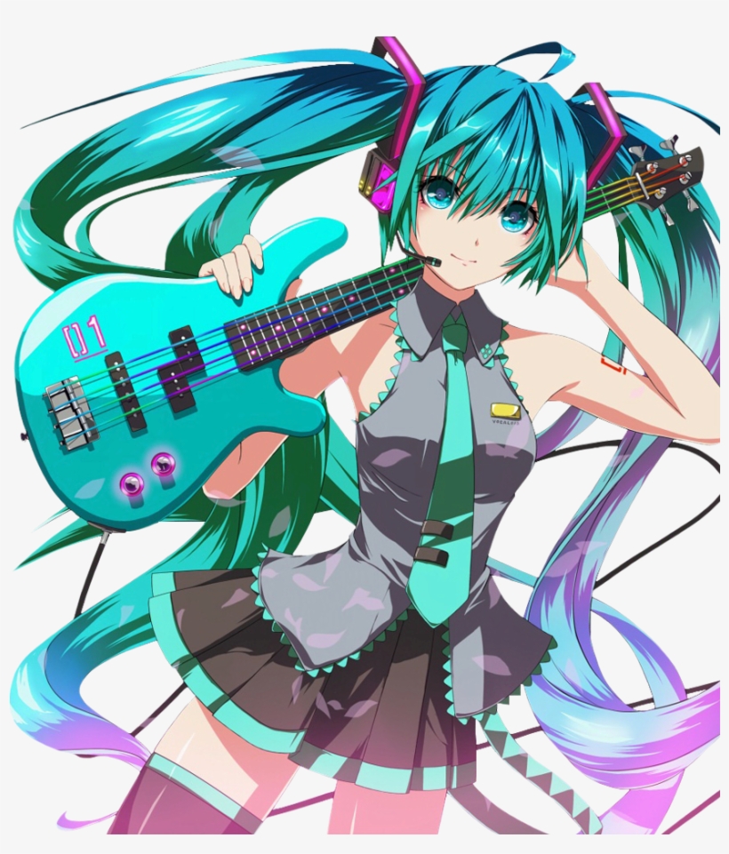 Hatsune Miku Tocando Una Guitarra Celeste Tamaño - Hatsune Miku, transparent png download