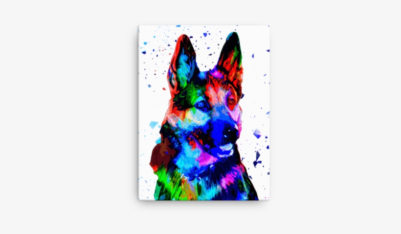 German Shepherd Colorful Low Poly Canvas - Canvas, transparent png download