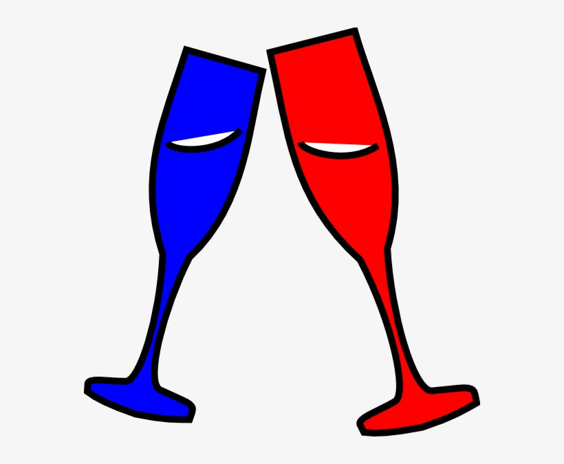 Champagne Glasses Red And Blue Clip Art - Blue Red Champagne, transparent png download