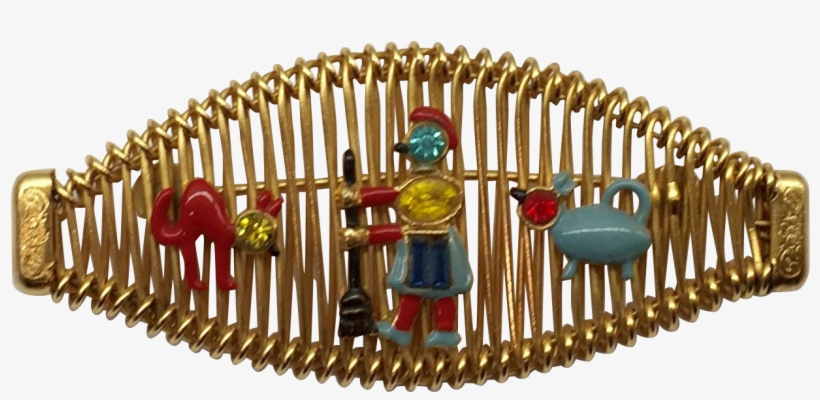 Rare Cleaning Lady Enamel Rhinestone Story Pin Unsigned - Illustration, transparent png download