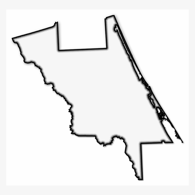A Map Of Volusia With A Black Outline, Drop Shadow, - Volusia County, Florida, transparent png download