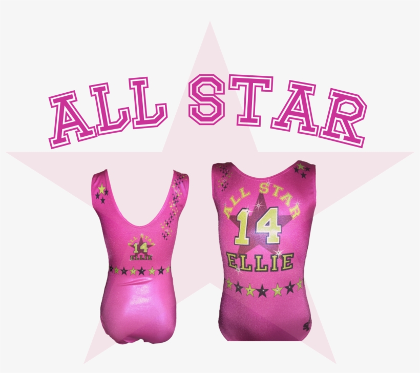 All Star Personalised Leotard Pink Stars Pick Age And - Unitard, transparent png download
