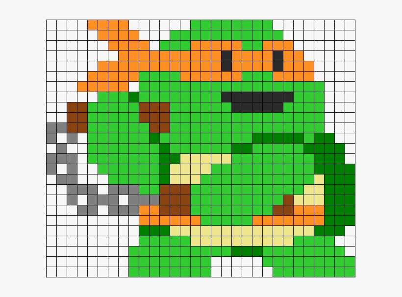 Michelangelo Tmnt Perler Bead Pattern / Bead Sprite - Tmnt Perler Bead Patterns, transparent png download