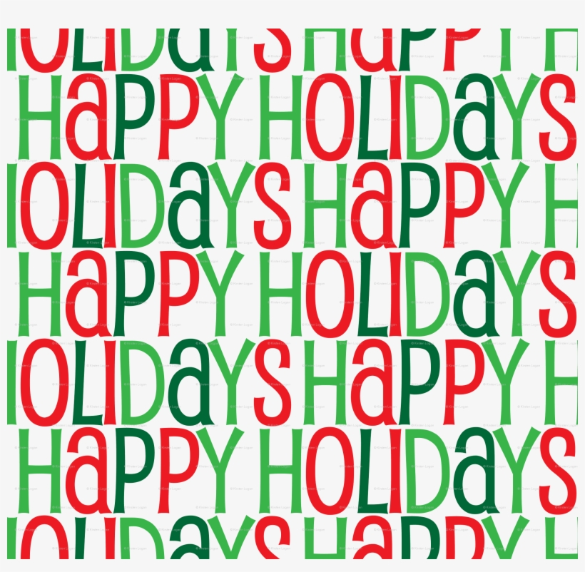 Happy Holidays Text Pattern In Shades Of Green Red - Circle, transparent png download