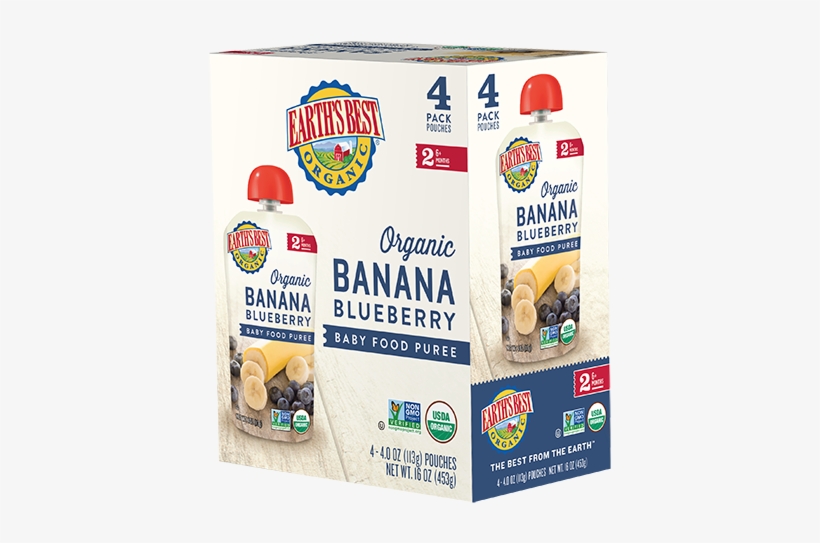 Banana Blueberry Baby Food Puree 4-pack - Earth's Best, transparent png download