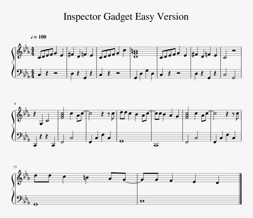 Inspector Gadget Easy Version Sheet Music 1 Of 1 Pages - 바이올린 방탄 봄날 악보, transparent png download