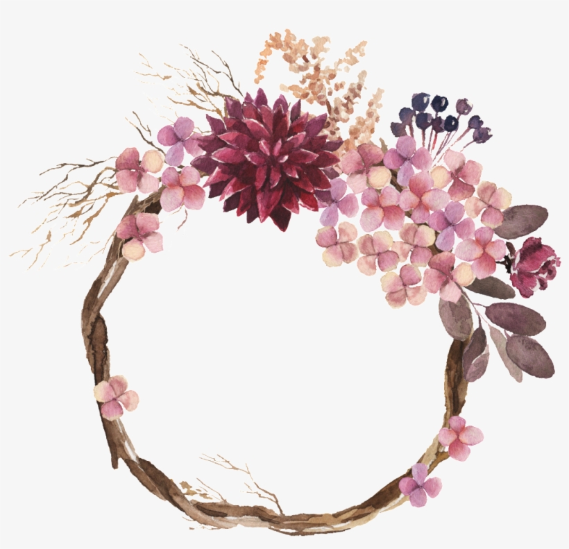 Dry Garland Watercolor Hand Painted Transparent - Vine Watercolor Floral, transparent png download