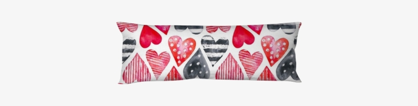 Seamless Pattern, Watercolor Hearts - Cushion, transparent png download