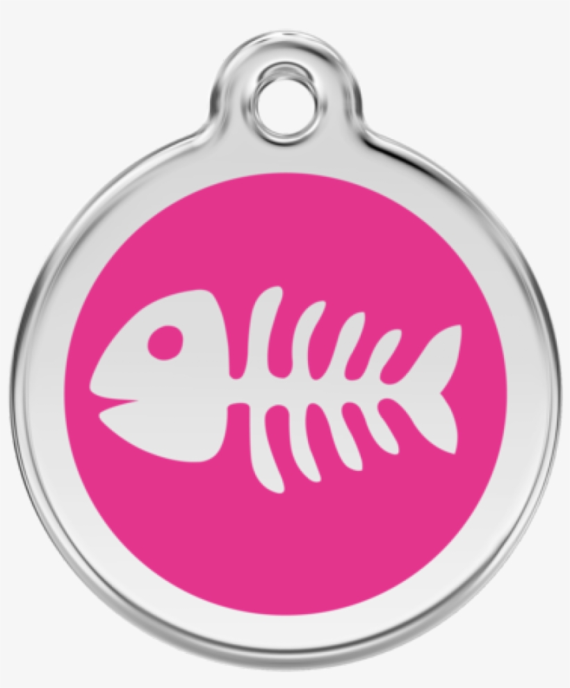 Red Dingo Fish Bone Pet Id Tag - Hot Pink, transparent png download
