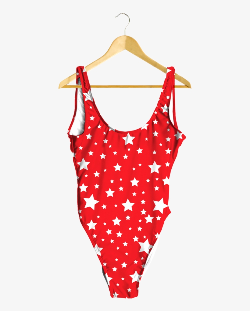 White Stars Red & Blue Split One-piece - Swimsuit, transparent png download