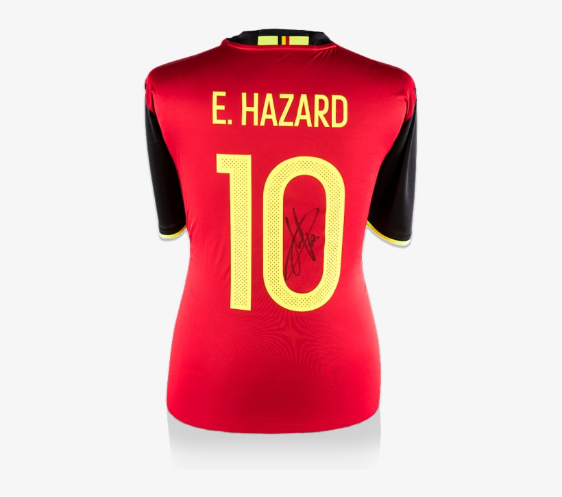 Eden Hazard Back Signed Belgium Home Shirt - Eden Hazard Back Autographed Belgium Home Shirt - Certified, transparent png download