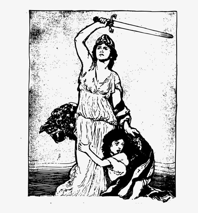 Uncle Sam Vintage Postcard - Europe Tees Sword Lady, transparent png download