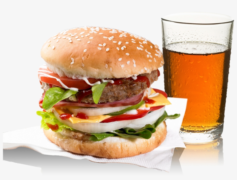 Hamburger With Fries Png Jpg Free Library - Food Psd, transparent png download