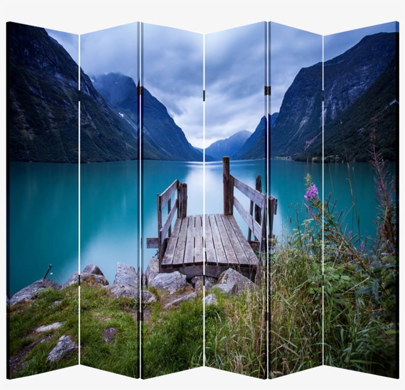 6 - Toa 6 Panel Folding Screen Canvas Divider Room- Lake, transparent png download