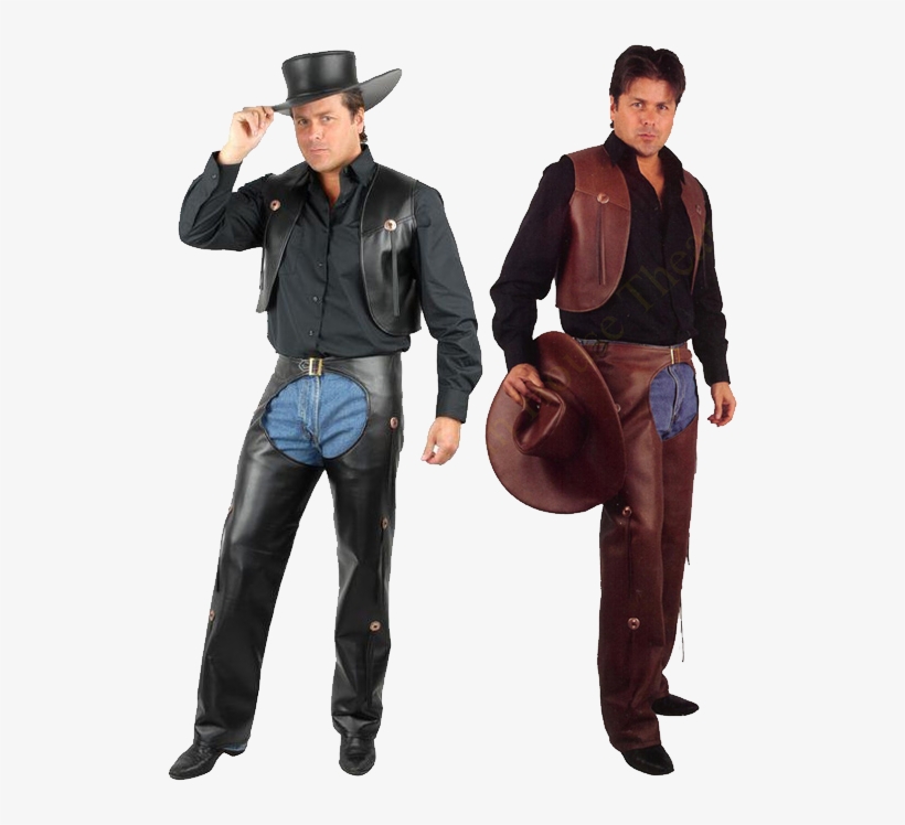 Men's Brown Chaps And Vest, transparent png download