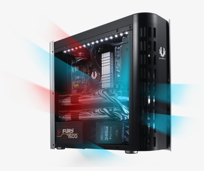 By Minimizing Cable Clutter And Locating Fans Where - Bitfenix Pandora Core Window Silver, transparent png download