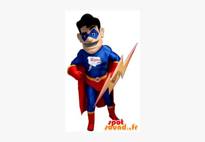 Superhero Mascot Holding Red And Blue, With A Flash - Mascot, transparent png download