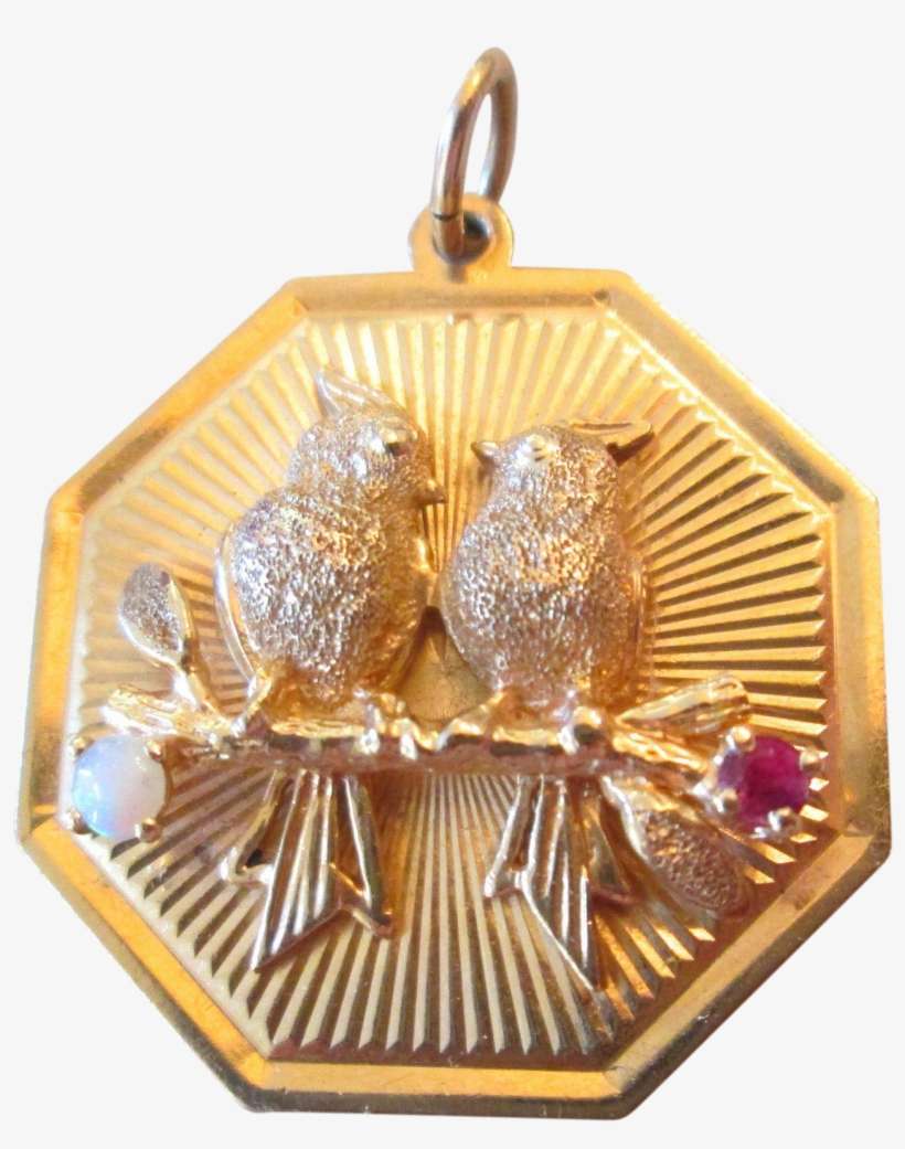 Rare Love Birds 14k Henry Dankner Charm Pendant Ruby - Locket, transparent png download