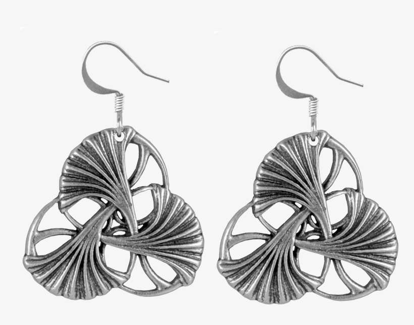 Earrings - Art Nouveau Ginkgo Earrings, transparent png download