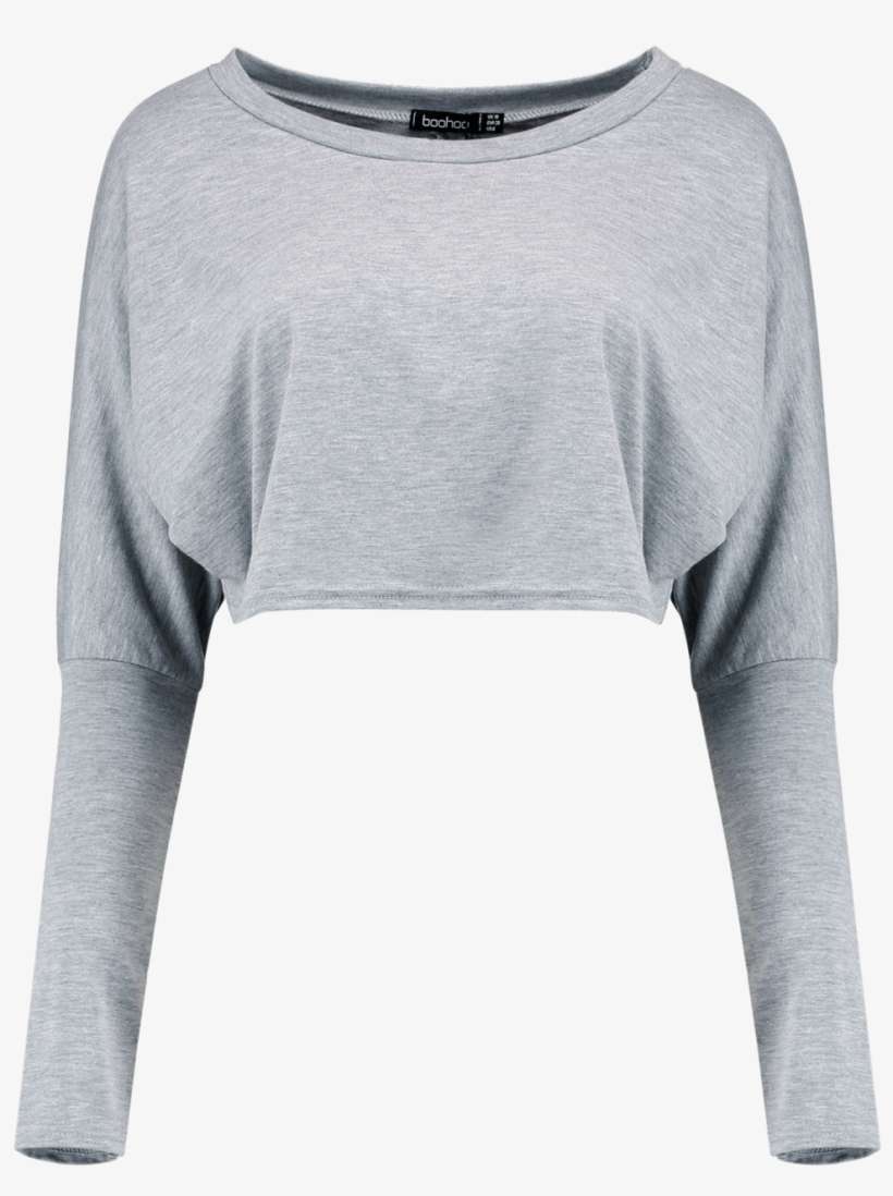 Martha Batwing Crop Top - Martha Batwing Slash Neck Crop Grey - Size 4, transparent png download