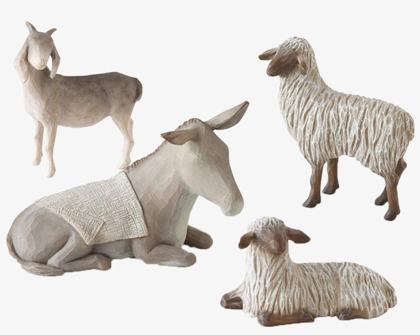 Willow Tree Nativity Sheltering Animals - Animales De Nacimiento Navideño, transparent png download