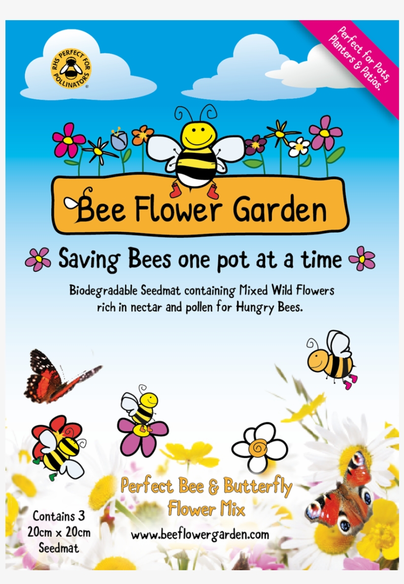 Bee Flower Mix Seedmat - Cartoon, transparent png download