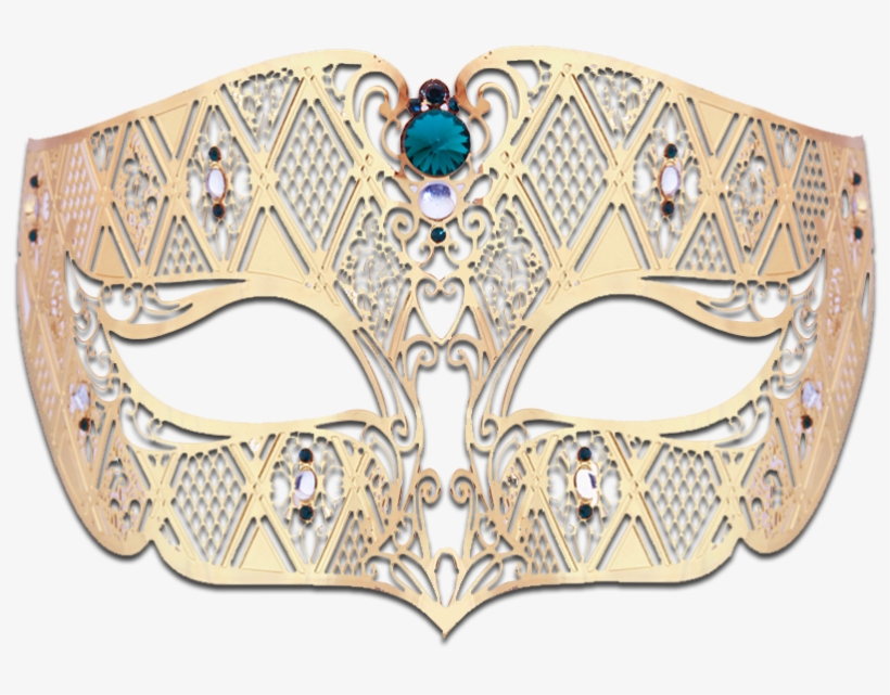 Gold Series Diamond Design Laser Cut Venetian Masquerade - Mask, transparent png download