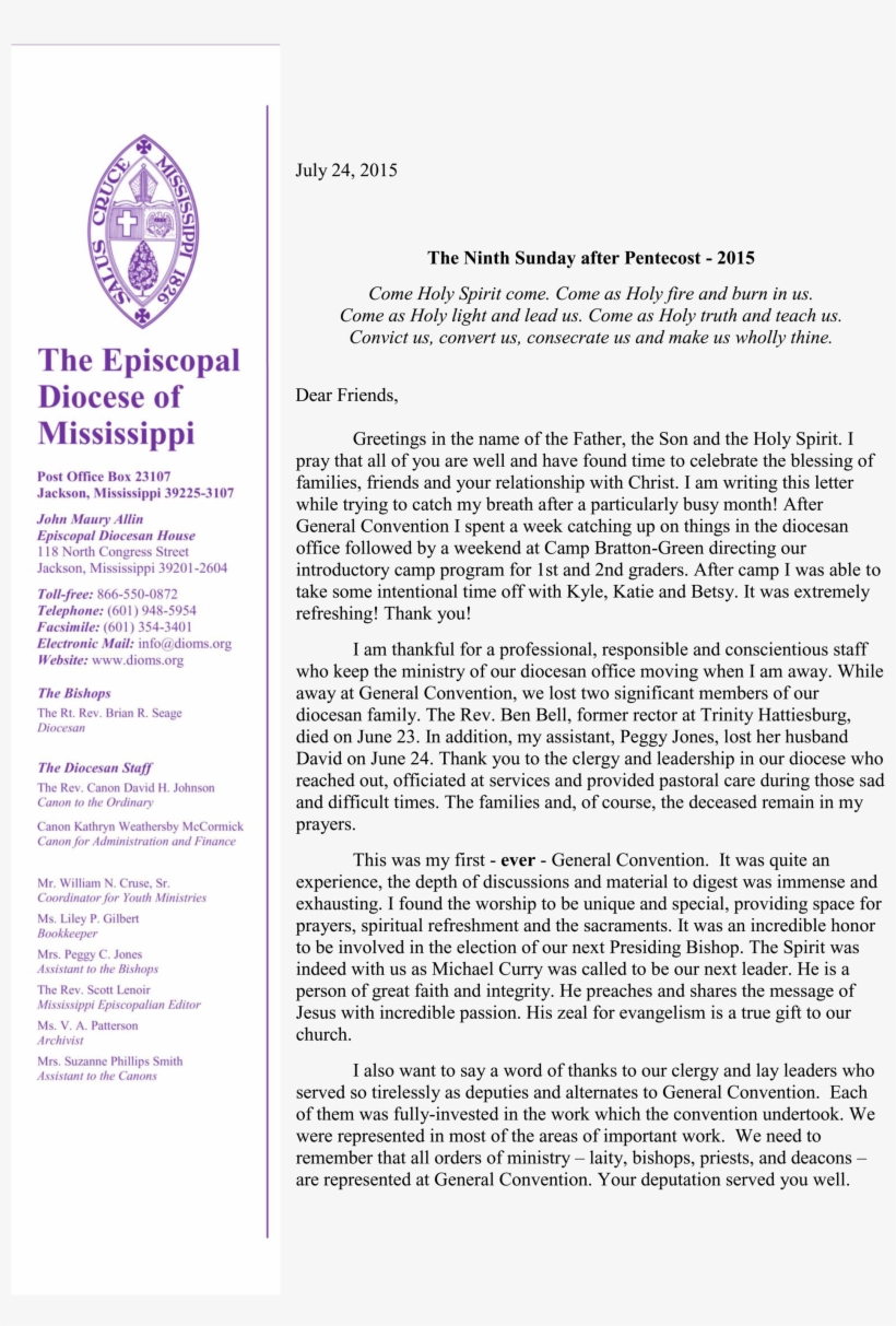 Pastoral Letter Regarding General Convention, Page - Amethyst, transparent png download