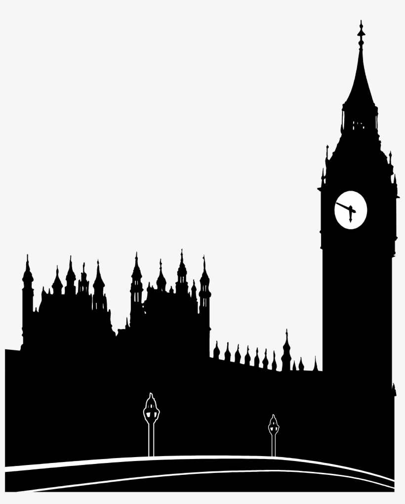 Illustration Of A Silhouette Of London And Big Ben - London Big Ben Silhouette, transparent png download