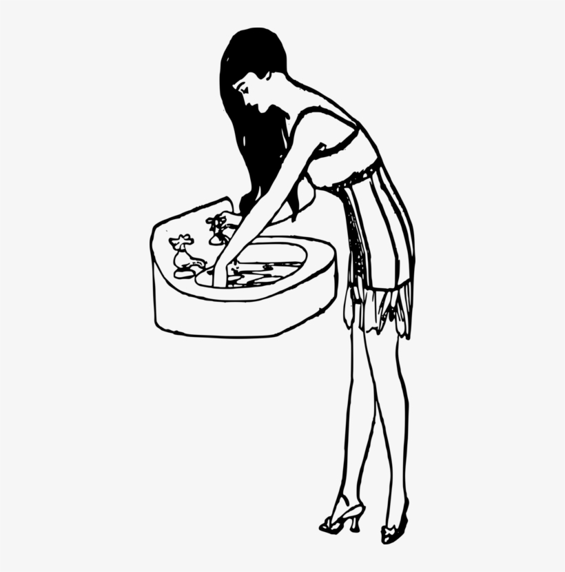 Sink Drawing Finger Nightgown Pajamas - Drawing, transparent png download