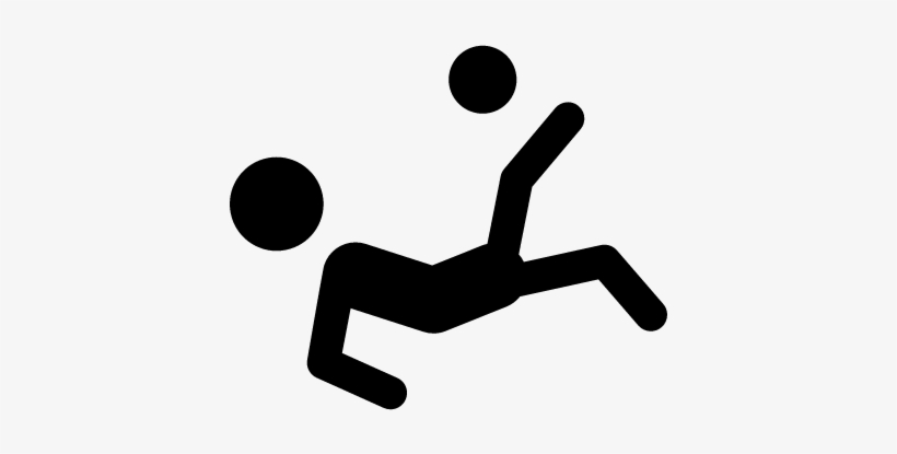 Soccer Player Silhouette Falling Kicking The Ball Vector - Soccer Silhouette Bicycle Kick, transparent png download