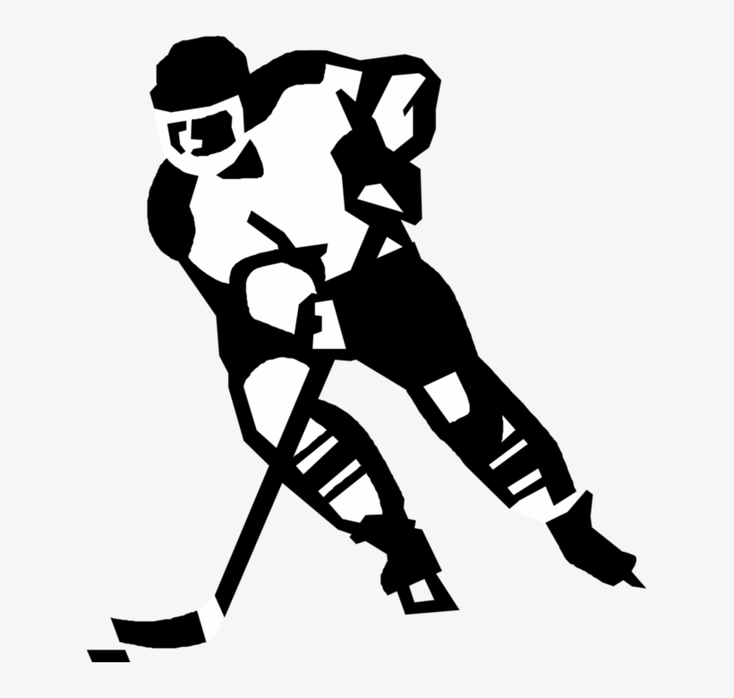 Vector Illustration Of Sport Of Ice Hockey Player Skating Ice Hockey