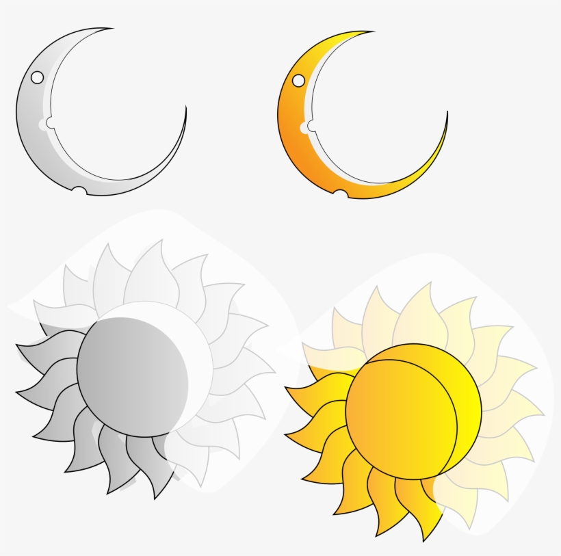 Rays And Crescent Moon And Sun Image Freeuse Download - Clip Art, transparent png download