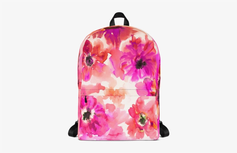 Watercolor Anemones Fuchsia Orange Backpack - Png Watercolor Anemones Orange & Yellow Backpack, transparent png download