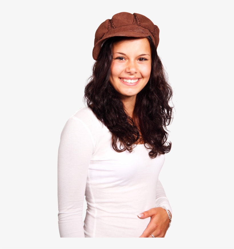 Girl With Hat On Her Head Png Image - Png Girl Head, transparent png download