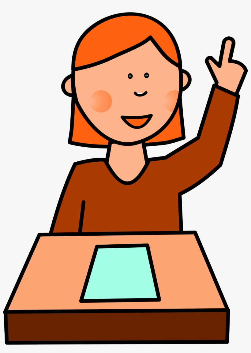 A Blushing School Girl Png Black And White - Raise Hand Clipart Black And White, transparent png download