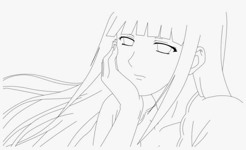 Hyuga Hinata Lineart By Flowerinhell On Deviantart - Line Art, transparent png download