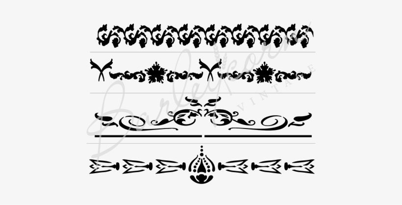 Large Vintage Decorative Borders And Banners Stencil - Vintage Border Stencils, transparent png download