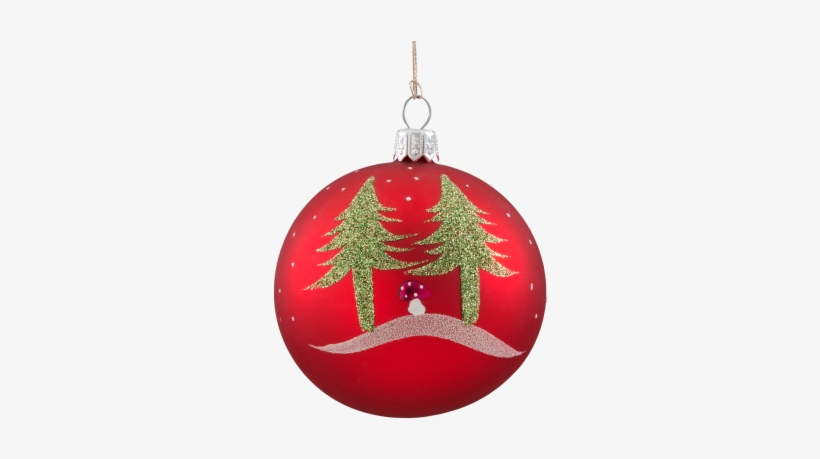 Christmas Bauble Red, Matt With Trees And Mushroom, - Rothenburg Ob Der Tauber, transparent png download