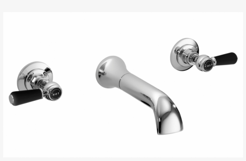 Search Image For Bayswater Black 3 Tap Hole Wall Bath - Hudson Reed Topaz Lever Wall Mounted Bath Spout &, transparent png download