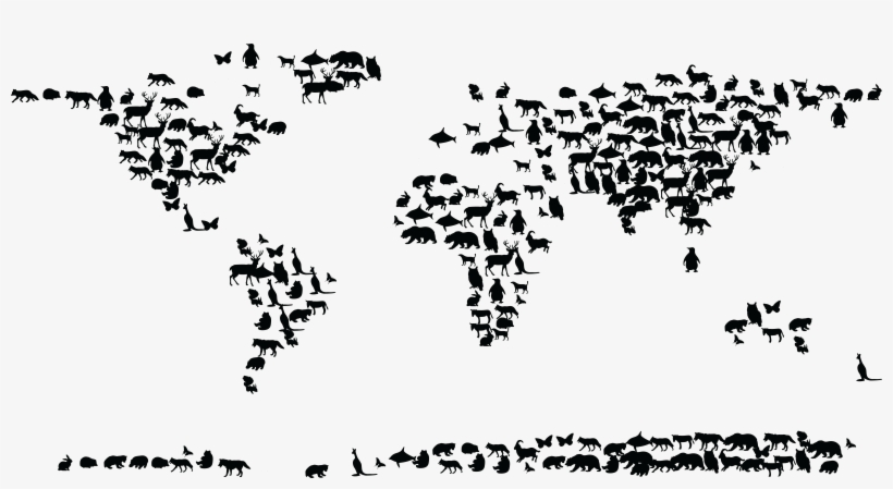 Free Library Collection Of Free Formed - Animal Silhouette World Map, transparent png download