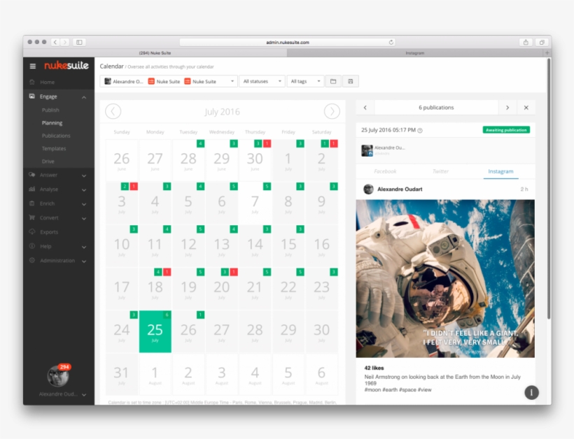 Nuke Suite Instagram Schedule Calendar - Nasa Astronaut Space Earth Science 32x24 Print Poster, transparent png download