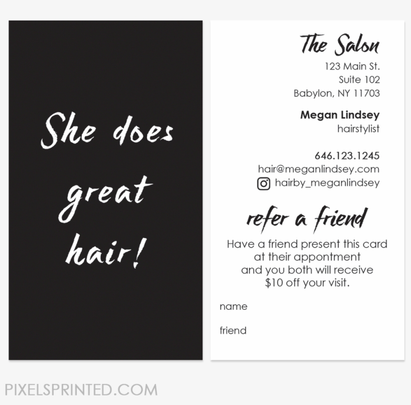 Hairstylist Referral Cards, Hair Salon Referral Cards, - Hair Salon Referral Cards, transparent png download